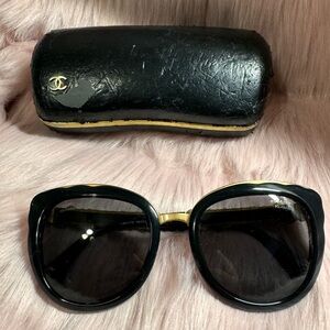CHANEL Black and Gold Sunglasses